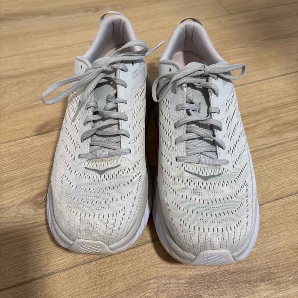 Hoka One One Women's Light Gray Mesh Running Sneakers